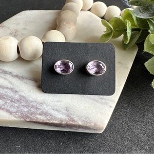 Lavender Amethyst Earrings Stud Sterling Silver Post